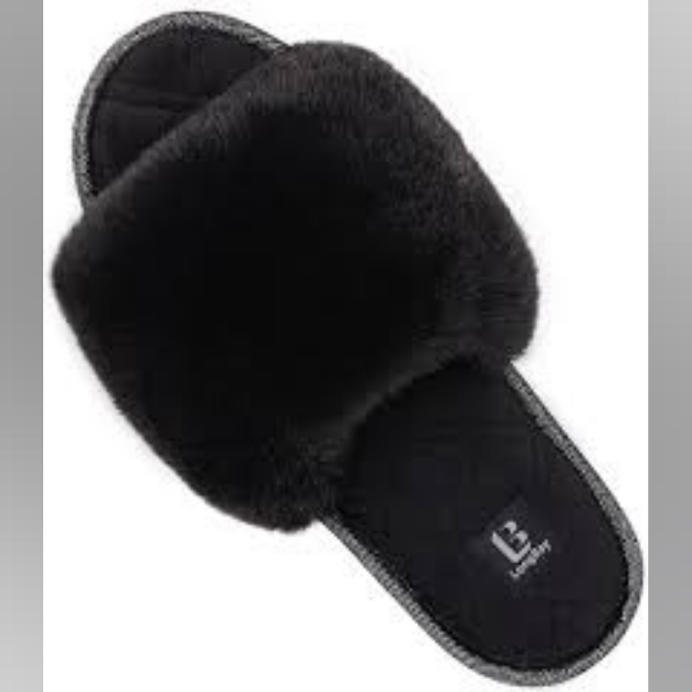 LongBay Women's Fuzzy Faux Fur Memory Foam Cozy Flat Spa Slide Slippers …